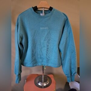 GYMSHARK  Training Fleece Cropped Sweatshirt Slate Teal  Womens Size Small